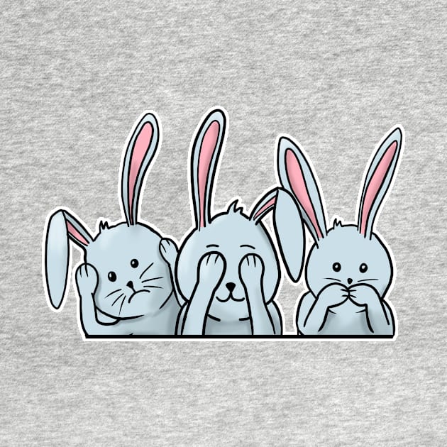 Hear See Speak no evil rabbits happy easter 2021 bunnies by Mesyo